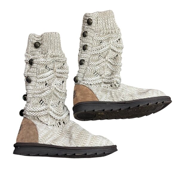 MUK LUKS Jamie Sweater Boots Women's Size 10 Neutral Colors Fall Fashion Slouchy - Picture 1 of 8